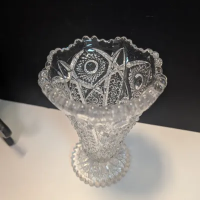 6 - Vintage Imperial Glass Crystal Cape Cod Pattern, Vintage 1950's Imperial Glass Daisy Button Vase, Indiana Diamond Crystal Dish...