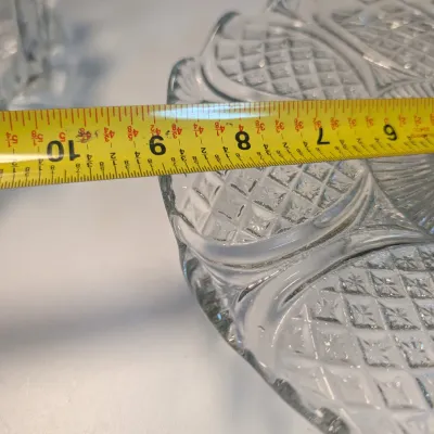 Vintage US Glass Broken Column Bowl Pedestal Serving Bowl & Clear Cake Platter