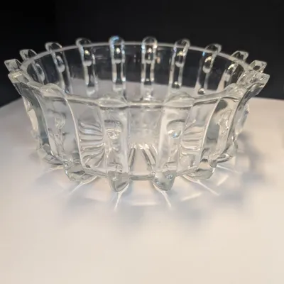 Vintage US Glass Broken Column Bowl Pedestal Serving Bowl & Clear Cake Platter