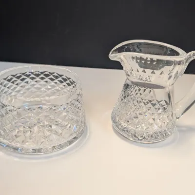 Vintage Waterford Crystal Alana Creamer & Sugar Bowl