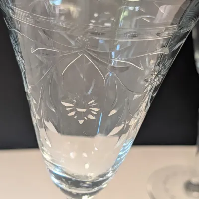 4 - Etched Crystal Wine Or Water Glassware