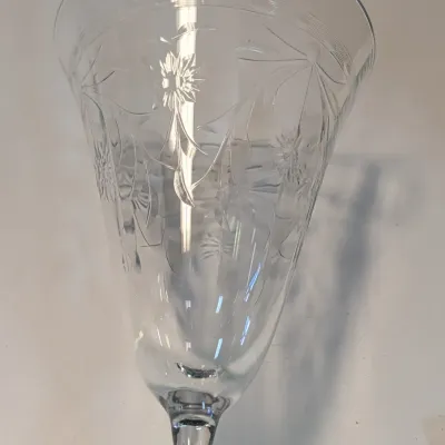 4 - Etched Crystal Wine Or Water Glassware