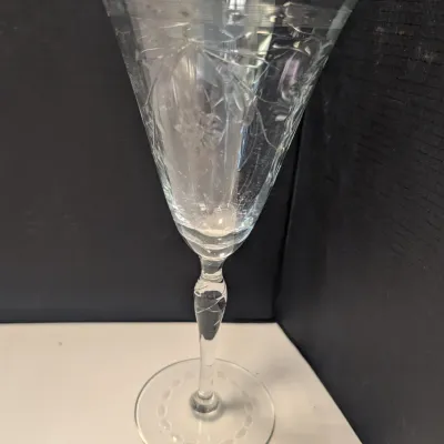 4 - Etched Crystal Wine Or Water Glassware