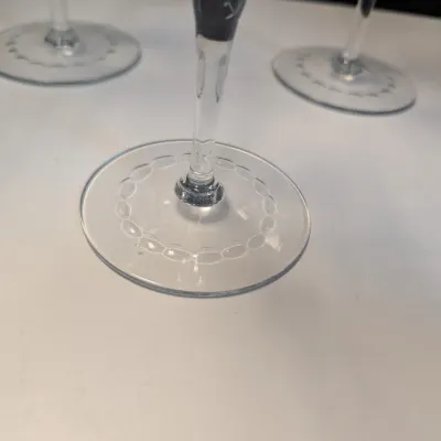 4 - Etched Crystal Wine Or Water Glassware