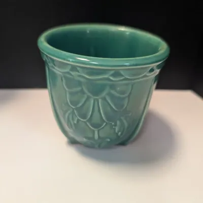 Vintage Glazed USA Flower Wall Pocket & Flower Vase