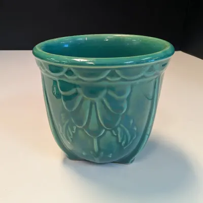 Vintage Glazed USA Flower Wall Pocket & Flower Vase
