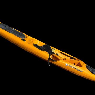 Sale Photo Thumbnail #122: Made by Wilderness Systems. This is a classic touring and fishing kayak, known for its speed and stability. Measurement: 16’L. General age related wear.