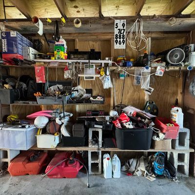 Sale Photo Thumbnail #183: Includes marine gas cans, tools, sporting goods, and more.