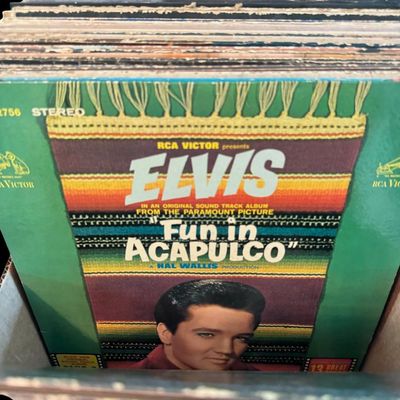 Sale Photo Thumbnail #265: Includes Elvis, The Animals, The Monkees, CCR, Vanilla Fudge, War, Bob Marley, Cheech and Chong, and more. Total of 70+ pieces. There is age related wear. Not tested.