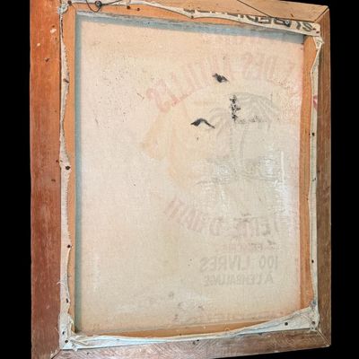 Sale Photo Thumbnail #344: This is a mid-century piece on canvas, in the manner of so many artists of this area.
