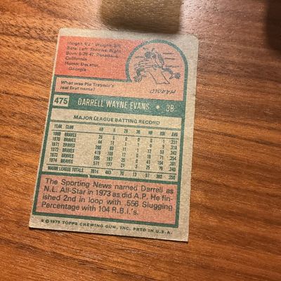 Darrell Evans 1975 Topps Vintage Baseball Card