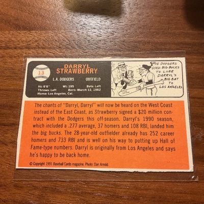 Vintage 1991 Darryl Strawberry Baseball Card