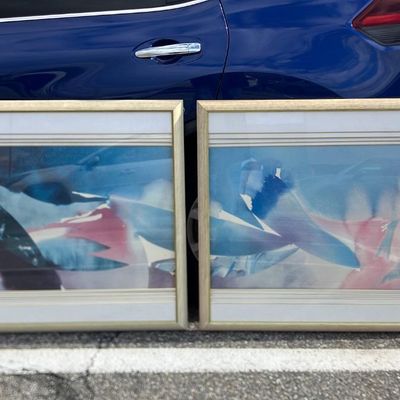 Peter Kitchell Signed Diptych Pair - '6 Inches Under #5' 1990 Abstract Underwater Lithographs