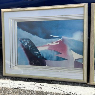 Peter Kitchell Signed Diptych Pair - '6 Inches Under #5' 1990 Abstract Underwater Lithographs