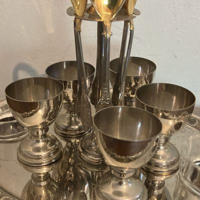 Antique Edwardian Silver-Plated Egg Cruet Set