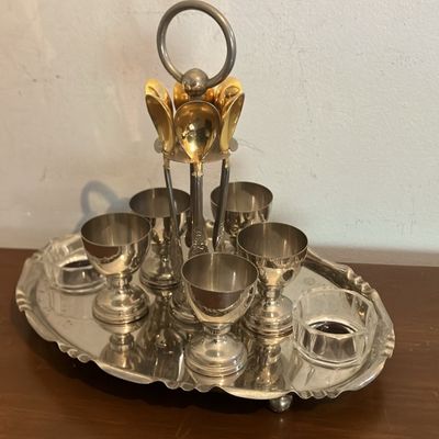 Antique Edwardian Silver-Plated Egg Cruet Set