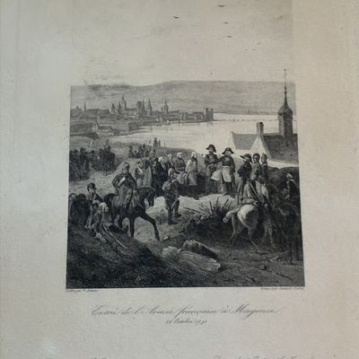 19th Century Steel Engraving - French Army Enters Mainz (Mayence) 1792
