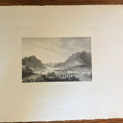 19th Century Steel Engraving - Prise du Pont de Lecco 1800 (Napoleonic Wars)