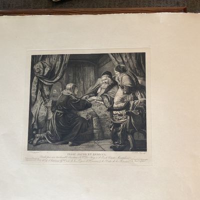 19th Century Engraving - Isaac Jacob et Rebecca (Biblical Scene) - J.P. de Frey after S. Coning
