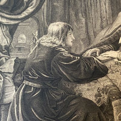 19th Century Engraving - Isaac Jacob et Rebecca (Biblical Scene) - J.P. de Frey after S. Coning