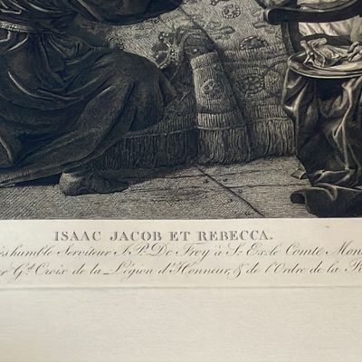 19th Century Engraving - Isaac Jacob et Rebecca (Biblical Scene) - J.P. de Frey after S. Coning