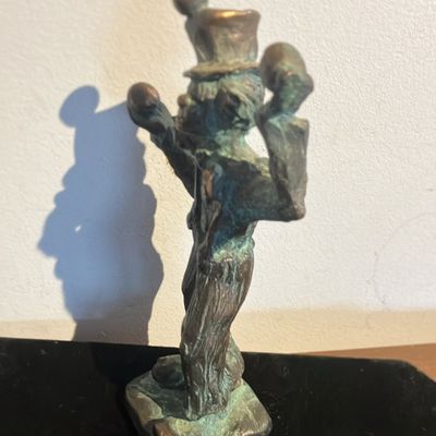 Solid Bronze Clown Juggler Sculpture - 8.5" Tall, Signed & Marked