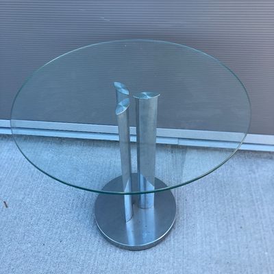 Marco Zanuso Round Glass & Chrome Table by for Zanotta 1970s MCM Modern