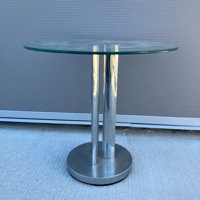 Marco Zanuso Round Glass & Chrome Table by for Zanotta 1970s MCM Modern