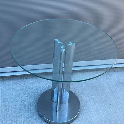 Marco Zanuso Round Glass & Chrome Table by for Zanotta 1970s MCM Modern