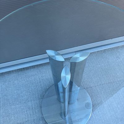 Marco Zanuso Round Glass & Chrome Table by for Zanotta 1970s MCM Modern