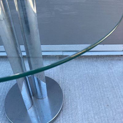 Marco Zanuso Round Glass & Chrome Table by for Zanotta 1970s MCM Modern