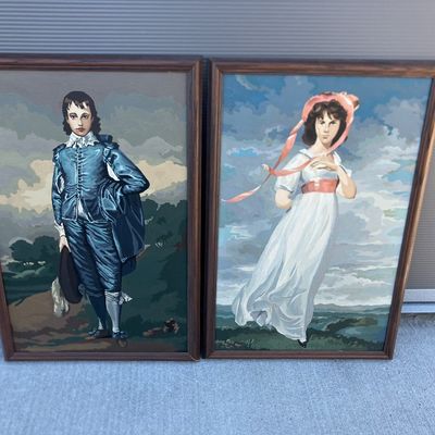 Mid-Century Paint-by-Number Pair: The Blue Boy & Pinkie – Framed 20x30