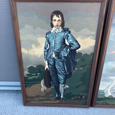 Mid-Century Paint-by-Number Pair: The Blue Boy & Pinkie – Framed 20x30
