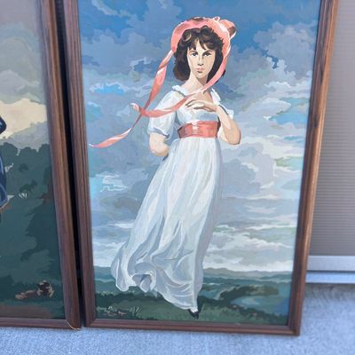 Mid-Century Paint-by-Number Pair: The Blue Boy & Pinkie – Framed 20x30