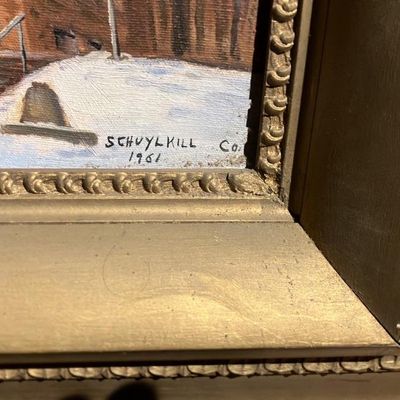 Original Oil Painting Signed J. Caggiano – Schuylkill County Courthouse in Snow, Pottsville PA