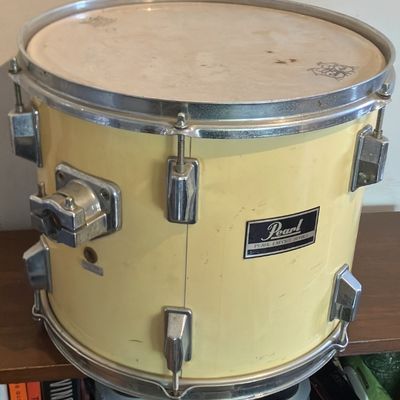 Vintage Pearl Export 13" Tom-Tom Drum – Cream/Yellow Wrap, Good Condition, Remo Head