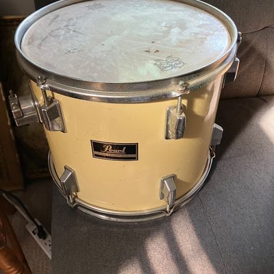 Vintage Pearl Export 13" Tom-Tom Drum – Cream/Yellow Wrap, Good Condition, Remo Head