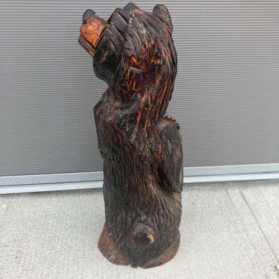 Rustic Chainsaw-Carved Wooden Bear Statue - 32" Tall Barn- Folk Art
