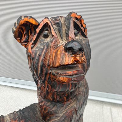 Rustic Chainsaw-Carved Wooden Bear Statue - 32" Tall Barn- Folk Art