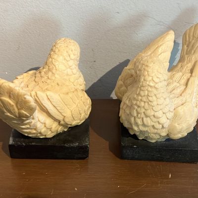 Vintage Pair A. Santini Italian Love Birds / Doves - Bonded Marble on Black Bases w/ Original Labels