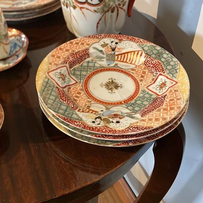 Vintage Japanese Kutani-Style Geisha Tea Set Eggshell Porcelain Tea Set – Hand-Painted