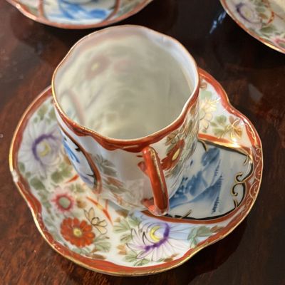 Vintage Japanese Kutani-Style Geisha Tea Set Eggshell Porcelain Tea Set – Hand-Painted