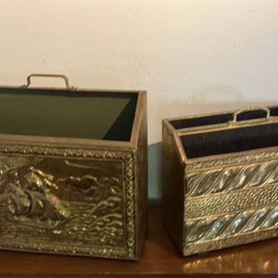Vintage Brass Magazine Racks / Newspaper Holders