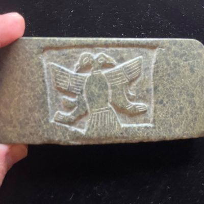 Double-Sided Hittite Yazılıkaya Stone Relief Plaque – 12 Gods Procession + Double-Headed Eagle – 4.5"