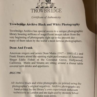 Large Dean Martin & Frank Sinatra Photo 1961 - Archival Silver Gelatin Print with COA