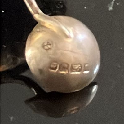 Antique Birmingham Sterling Silver Miniature Open Salt Cellar & Matching Spoon