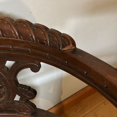 Antique Victorian Carved Walnut Roundabout Corner Chair – Original Casters