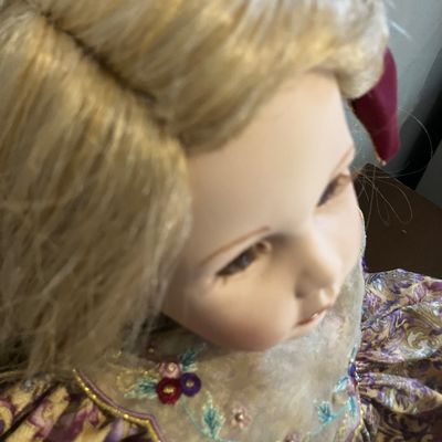Stunning 22" Pauline Bjonness-Jacobsen Porcelain Doll #43/950 - Mint, Glass Eyes, Real Lashes.