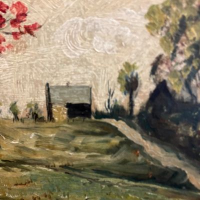 Paul A. Bloser Signed Oil on Cardboard Autumn Landscape Painting and Frame