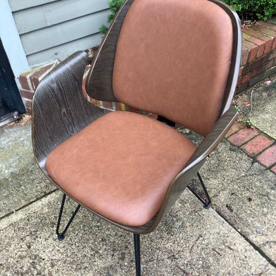 Sirio Modern Curved Wood Shell Armchair Brown